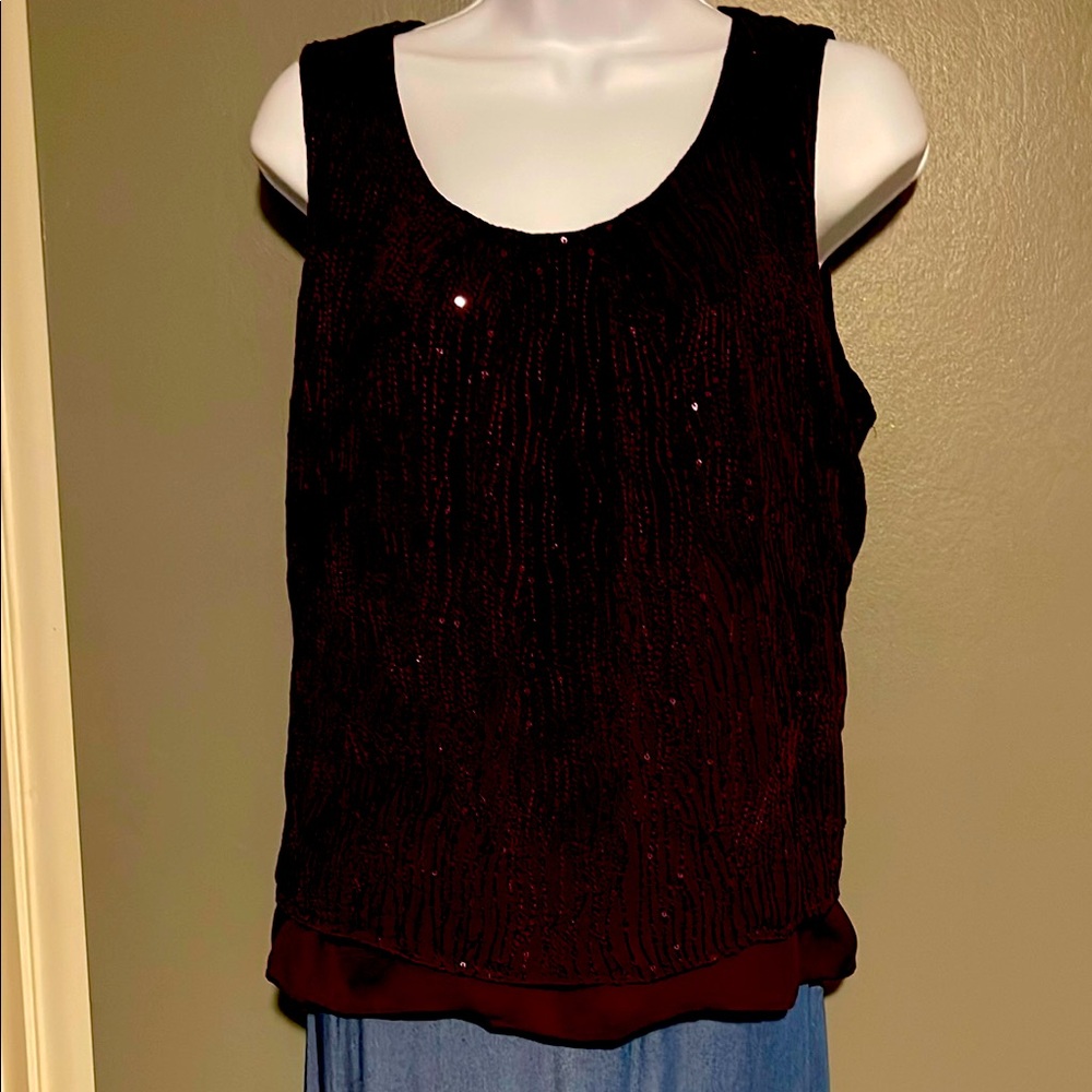 Talbots Black Sequin Tank Top